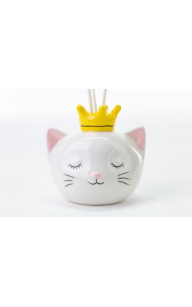 Bomboniera Battesimo Nascita Compleanno Profumatore Diffusore Gattino Porcellana Con Box