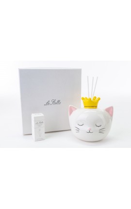 Bomboniera Battesimo Nascita Compleanno Profumatore Diffusore Gattino Porcellana Con Box