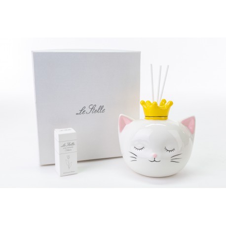 Bomboniera Battesimo Nascita Compleanno Profumatore Diffusore Gattino Porcellana Con Box