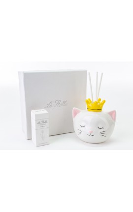 Bomboniera Battesimo Nascita Compleanno Profumatore Diffusore Gattino Porcellana Con Box