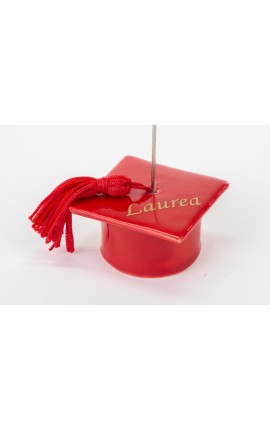 Bomboniera Laurea Segnaposto Memoclip Tocco Laurea Rosso Porcellana