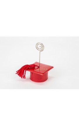 Bomboniera Laurea Segnaposto Memoclip Tocco Laurea Rosso Porcellana