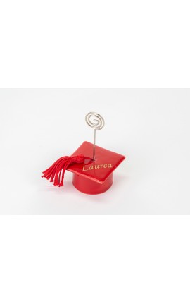 Bomboniera Laurea Segnaposto Memoclip Tocco Laurea Rosso Porcellana