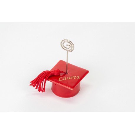 Bomboniera Laurea Segnaposto Memoclip Tocco Laurea Rosso Porcellana