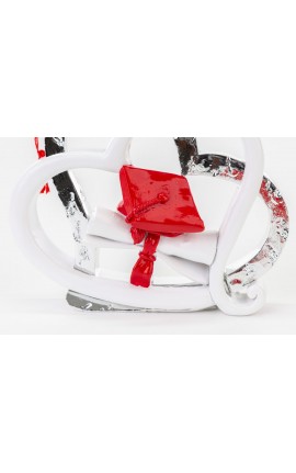 Bomboniera Laurea Cuore Laurea Tocco Pergamena Resina 14,5x12 CM