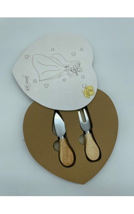 Bomboniera Matrimonio Set Utensili Cuore Taglia Formaggio Con Box