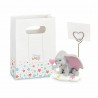 Bomboniera Battesimo Nascita Compleanno Segnaposto Portafoto Dumbo Elefantino Rosa Bimba h.5 Cm