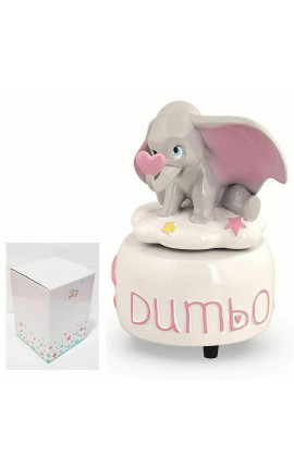 Bomboniera Battesimo Nascita Compleanno Carillon Dumbo Rosa Elefantino Bimba Con Box