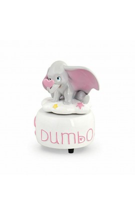Bomboniera Battesimo Nascita Compleanno Carillon Dumbo Rosa Elefantino Bimba Con Box