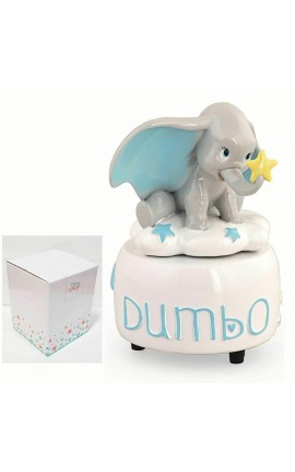 Bomboniera Battesimo Nascita Compleanno Carillon Dumbo Celeste Elefantino Bimbo Con Box