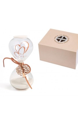 Bomboniera Solidale Matrimonio Clessidra In Vetro Love Con Albero Della Vita H.13 Cm Con Scatola