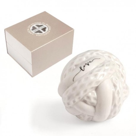 Bomboniera Solidale Matrimonio Nodo Amore Porcellana Love Con Scatola