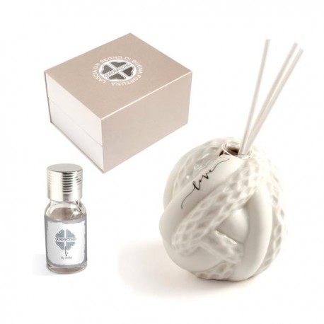 Bomboniera Solidale Matrimonio Profumatore Diffusore Nodo Amore Porcellana Love Con Scatola