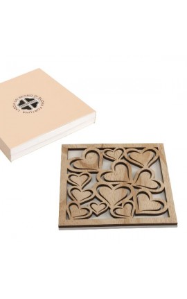 Bomboniera Solidale Matrimonio Sottopentola Legno Cuori Con Scatola