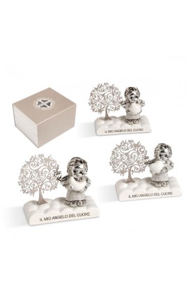 Bomboniera Solidale Compleanno Battesimo Nascita Angelo Angioletto Con Base Albero della Vita Zama 3 ASS. Con Scatola