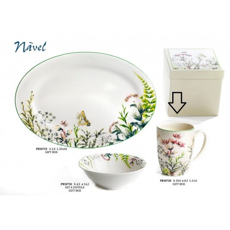 Bomboniera Matrimonio Tazza Porcellana  Floreare Navel Con Box