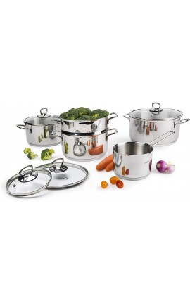 Excelsa Everyday Batteria di Pentole 9 Pezzi, Acciaio 18/10