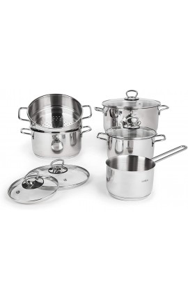 Excelsa Everyday Batteria di Pentole 9 Pezzi, Acciaio 18/10