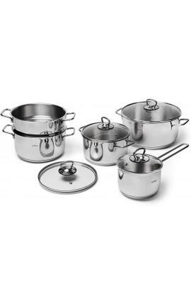 Excelsa Everyday Batteria di Pentole 9 Pezzi, Acciaio 18/10