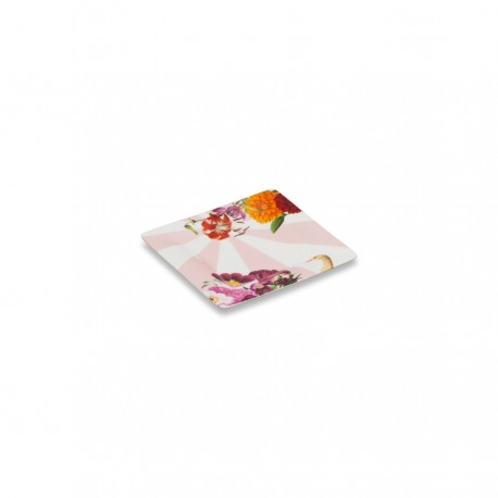 Vassoio Quadrato Piattino 12 Rosa Florentia CM Porcellana Henriette