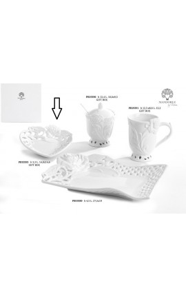 Bomboniera Matrimonio Piattino Cuore Porcellana Bianca Con Rose