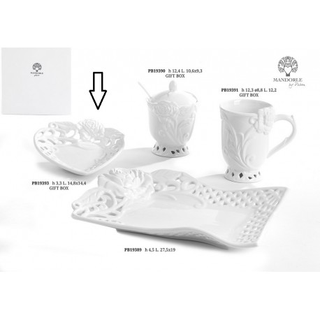 Bomboniera Matrimonio Piattino Cuore Porcellana Bianca Con Rose
