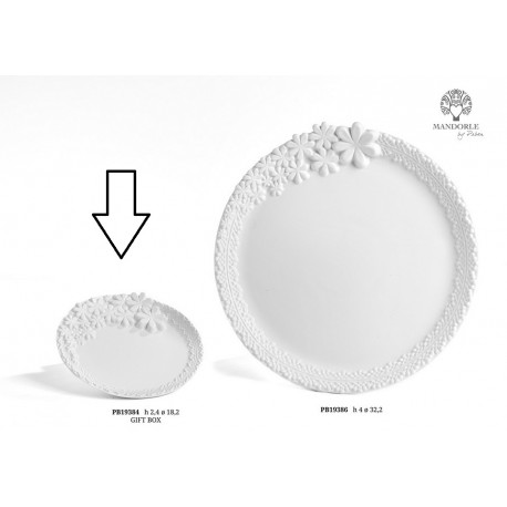 Bomboniera Matrimonio Piattino Fiori Bianco Con Box
