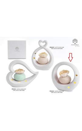 Bomboniera Matrimonio Profumatore Diffusore Tondo Cuore Con fiore Led Con Box