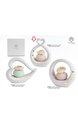 Bomboniera Matrimonio Profumatore Diffusore Cuore Con fiore Led Con Box