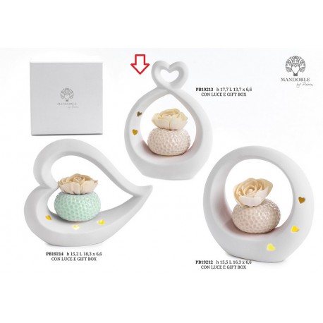 Bomboniera Matrimonio Profumatore Diffusore Cuore Con fiore Led Con Box