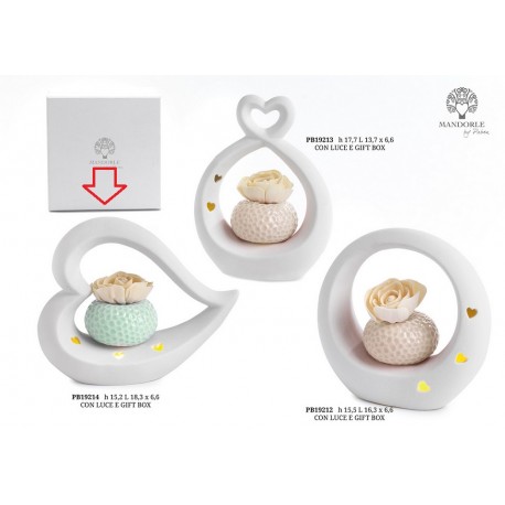 Bomboniera Matrimonio Profumatore Diffusore Cuore Con fiore Led Con Box