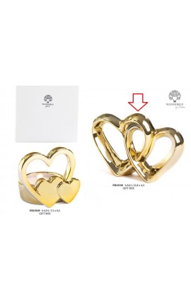 Bomboniera Matrimonio Cuori Intrecciati Oro Porcellana Con Box