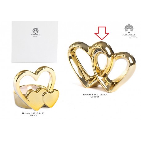 Bomboniera Matrimonio Cuori Intrecciati Oro Porcellana Con Box