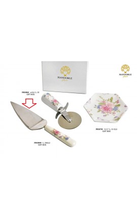 Bomboniera Matrimonio Paletta Torta Floreale Fiori Porcellana Con Box