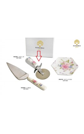 Bomboniera Matrimonio Rotella Pizza Taglia Pizza Floreale Fiori Porcellana Con Box