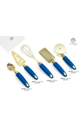 Bomboniera Matrimonio Paletta Gelato Cucchiaio Gelato Blu e Oro Metallo Plastica Con Boz