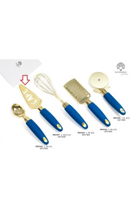 Bomboniera Matrimonio Paletta Torta Taglia Torta  Blu e Oro Metallo Plastica Con Boz