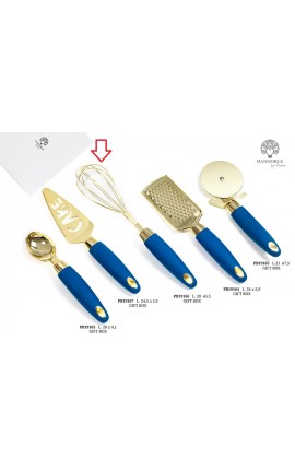 Bomboniera Matrimonio Frusta Impastatrice  Blu e Oro Metallo Plastica Con Boz
