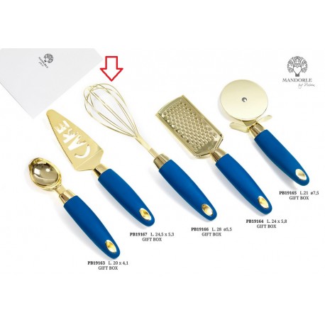 Bomboniera Matrimonio Frusta Impastatrice  Blu e Oro Metallo Plastica Con Boz