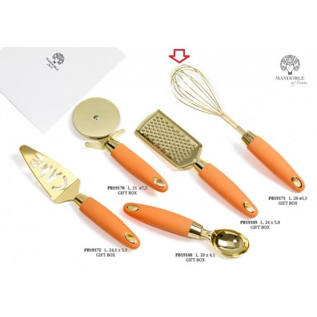 Bomboniera Matrimonio Frusta Impastatrice  Arancione e Oro Metallo Plastica Con Boz