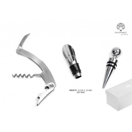 Bomboniera Matrimonio Set 3 Utensili Vino Metallo Tavola  Con Box