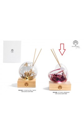 Bomboniera Matrimonio Profumatore Diffusore Cuore Vetro Con Base in Legno Led Con Box