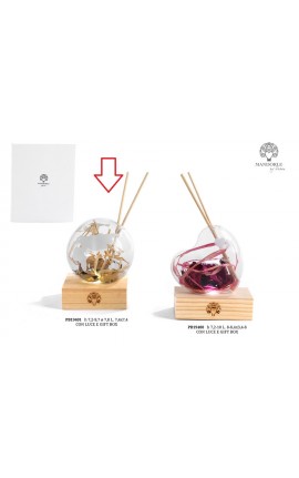 Bomboniera Matrimonio Profumatore Diffusore Mappamondo Vetro Con Base in Legno Led Con Box