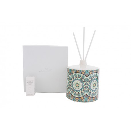 Bomboniera Matrimonio Profumatore Diffusore Tondo Cashmere Porcellana Multicolore h.13.5 Cm con Box