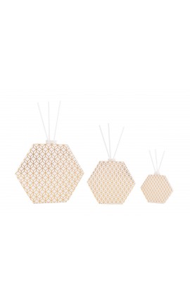 Bomboniera Matrimonio Profumatore Diffusore Esagonale Hypnosis Bianco e Oro Con Astuccio