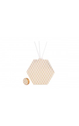 Bomboniera Matrimonio Profumatore Diffusore Esagonale Hypnosis Bianco e Oro Con Astuccio h.20 Cm