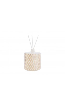 Bomboniera Matrimonio Profumatore Diffusore Tondo Hypnosis Bianco e Oro Con Astuccio h.13.5 Cm