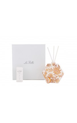 Bomboniera Matrimonio Profumatore Diffusore Esagonale Thai Flower Bianco e Oro Con Astuccio