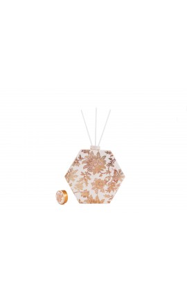 Bomboniera Matrimonio Profumatore Diffusore Esagonale Thai Flower Bianco e Oro Con Astuccio H.14,5 Cm