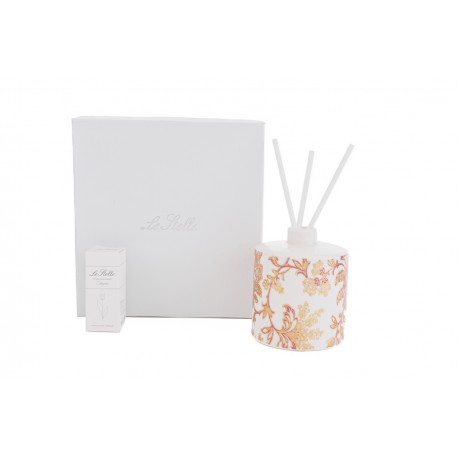 Bomboniera Matrimonio Profumatore Diffusore Tondo Thai Flower Bianco e Oro Con Astuccio
